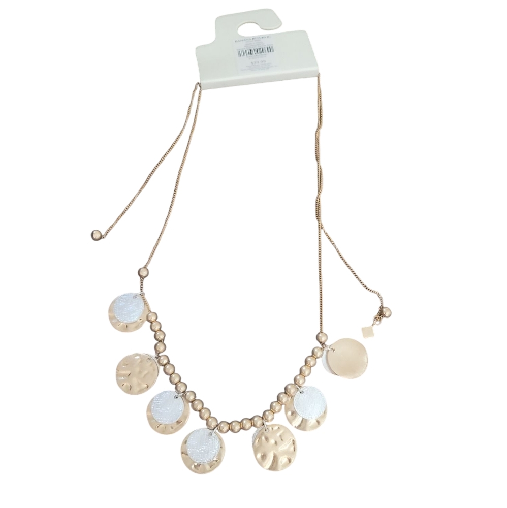 Banana Republic Gold and Silver Textured Disc Adjustable Chain NWT